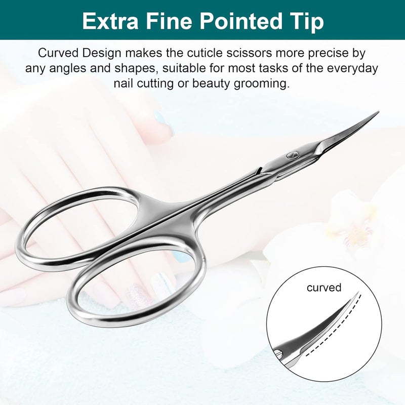 CGBE Manicure Scissors, Extra Fine Eyebrow Scissors for Grooming, Curved Blade Nail Scissors Precise Pointed Tip Grooming Kit for Eyebrow, Eyelash, Trim Nail and Dry Skin - Image 2